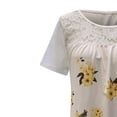 thumbnail image 5 of Pompotops Mode Femmes O-Cou Impression Décontractée Dentelle à Manches Courtes T-shirt Tops, 5 of 5