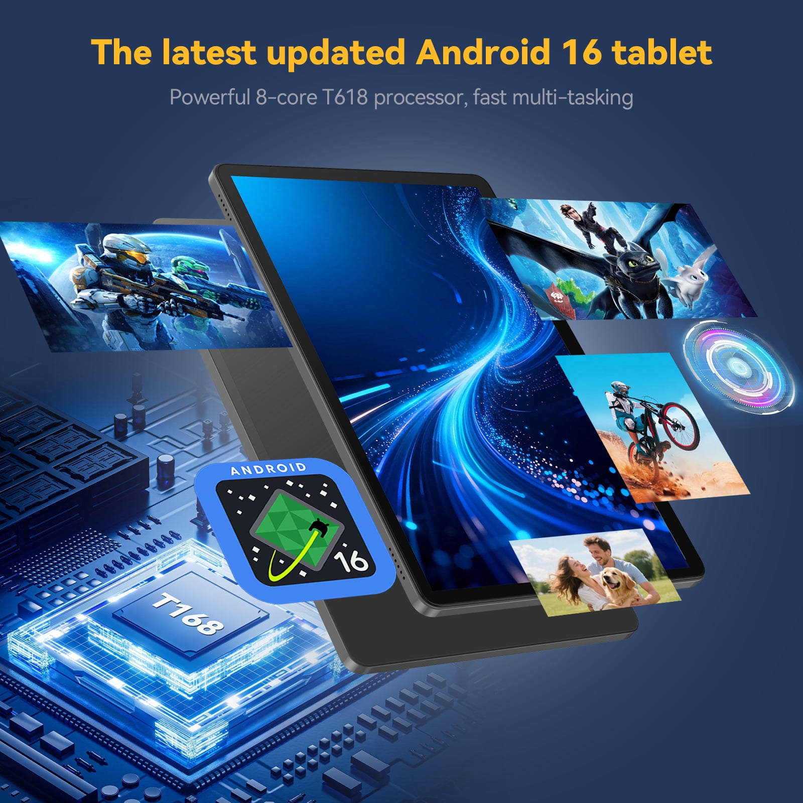 Android Tablet,2025 Tablets with 24GB RAM+256GB ROM/ 1TB Expand, Octa-Core 2.0GHz CPU, 5G WiFi, GPS