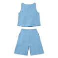 thumbnail image 6 of 2 Piece Sets for Women,Two Piece Sets For Women Summer Sleeveless Tank Tops and Wide Leg Shorts Linen Set Casual Beach Outfits, 6 of 6