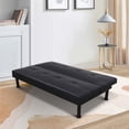 thumbnail image 3 of Aukfa Studio Futon Convertible Sofa Bed, Tufted Back, Leather, Black, 3 of 12