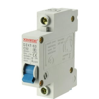 Uxcell AC 400V 63A ON/OFF Switch - 2 Pole C Type Mini Circuit Breaker, 4500A Breaking Capacity