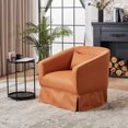 thumbnail image 6 of DUOSONG Swivel Barrel Chair With Ottoman, Swivel Accent Chairs Armchair For Living Room, Reading Chairs For Bedroom Comfy, Round Barrel Chairs With Black Metal Base (Orange) Orange Linen, 6 of 11