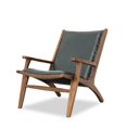 thumbnail image 1 of Chaise Longue en Cuir Véritable Margot Mid-Century Tigt Back en Noir, 1 of 7