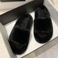 thumbnail image 4 of Woman House Sandals Fuzzy Non-skid Thick Open Toe Slides Cross Band Slippers, 4 of 10