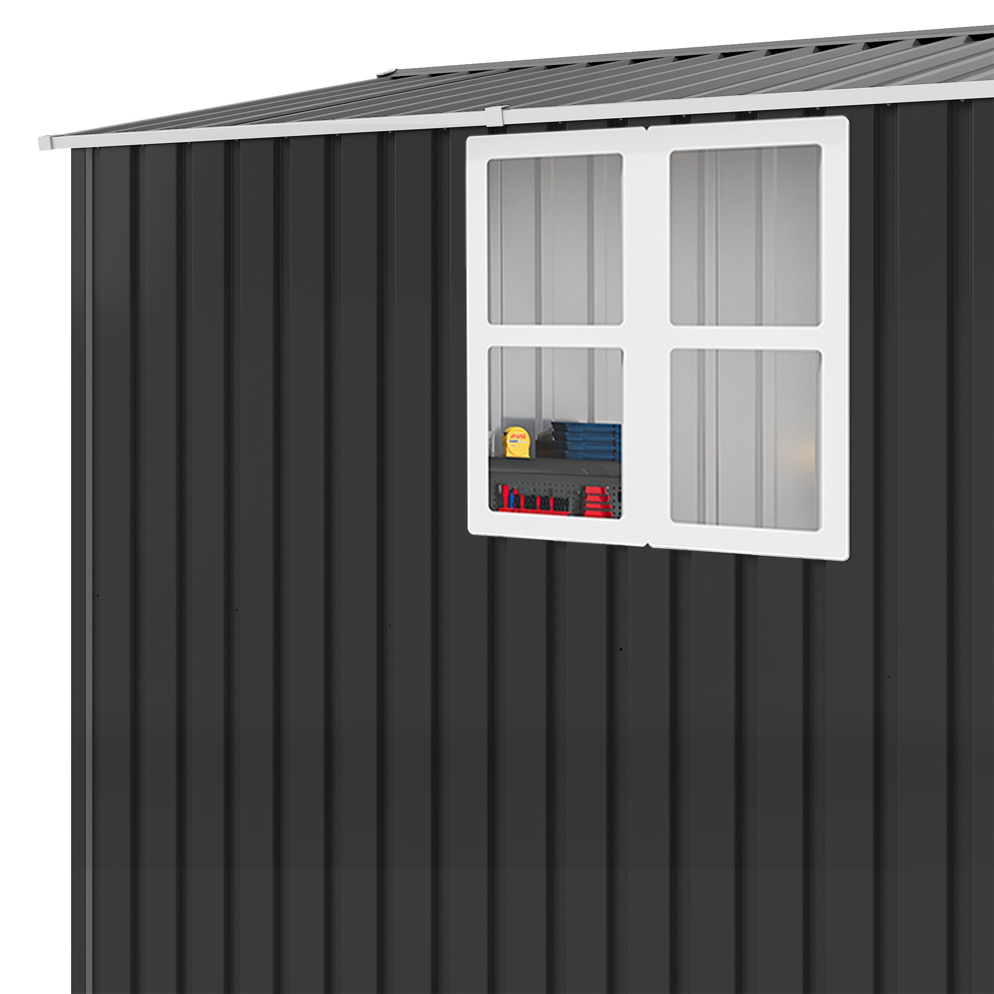 Craftian 8x12ft Outdoor Storage Shed,Tool Shed with Window,Lockable Doors,and Angled Roof,Large Steel for Backyard,Yard,Garden,Porch,Garage