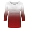 thumbnail image 6 of JURANMO Womens Beach Vacation Clothes Fashion 3/4 Sleeve Round Neck Shirts Casual Pleated Front T Shirts Gradient Print Going Out Tops Lightning Sales of Today Prime Red S, 6 of 7