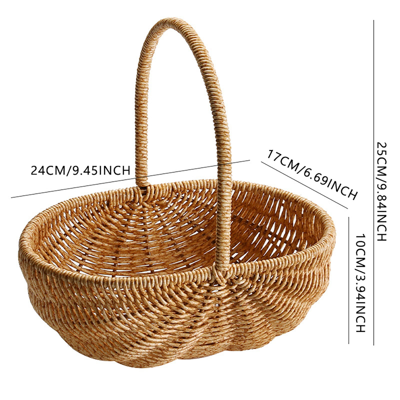 Clearance! Binkne Fruit Basket Rose Gold; Fruit Plate; Creative Watermelon Basket Imitation Wicker Shopping Basket Grocery Basket Fruit Basket Basket Outdoor Picnic Basket Multi Functional Handheld