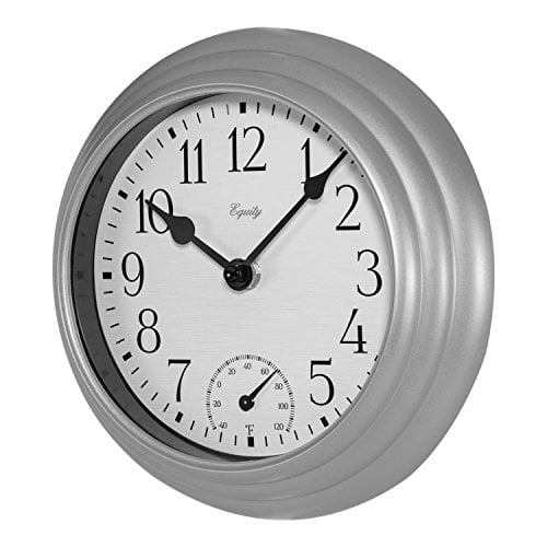 Metallic Silver 8 Equity by La Crosse 29007 Outdoor Thermometer & Humdity Wall Clock 
