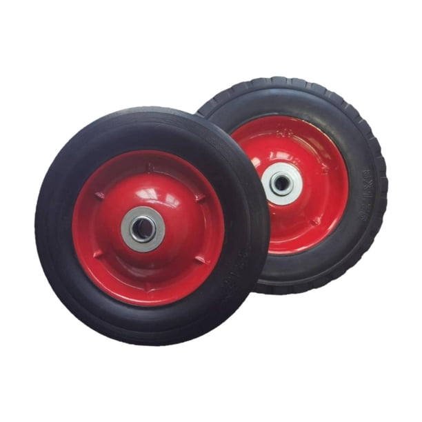 2 Ruedas de Repuesto de 8 Pulgadas con Rodamiento de Bolas, Neumático de Goma Maciza para Carrito de Jardín