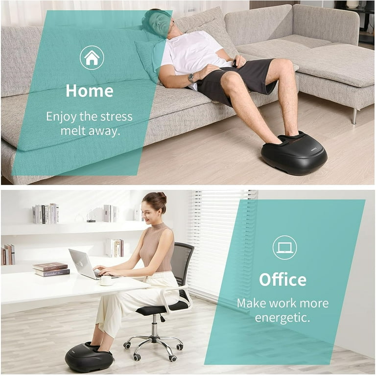 KNQZE Shiatsu Foot Massager with Heat, Deep Kneading Foot Massager with Remote, Compression, Multi-Massage Modes, Auto-off Timers, for Plantar Fasciitis, Relax for Home or Office, Black