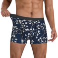 thumbnail image 3 of Men's Boxer Briefs, Blossoms on Navy Background Soft Comfy Mens Underwear Boxer Briefs Breathable With Widen Waist, 3 of 7