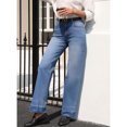 thumbnail image 7 of LWavelet Womens Cuffed Wide Leg Jeans High Waisted Daily Casual Denim Pants Blue S, 7 of 7