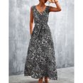thumbnail image 1 of Vestido con cinturón, vestido de verano con escote en V, estampado con cinturón, dobladillo suelto, compacto y ligero, 1 of 6