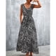 thumbnail image 3 of Vestido Estampado,Vestido Estampado De Dobladillo Suelto Con Cinturón Y Cuello En V De Verano Vestido Estampado Sin Mangas Rendimiento De Gama Alta, 3 of 6