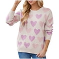 thumbnail image 1 of Daznico Chandail pour Femmes, Col Rond, Cœur Perlé, Chandail Pêche Tricoté pour Femmes - Beige - P, 1 of 9