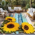 thumbnail image 2 of Spring Sunflowers Outdoor Rug for Patio/Deck/Porch, Non-Slip Large Area Rug 5 x 8 Ft, Yellow Floral Turquoise Farmhouse Wood Grain Indoor Outdoor Rugs Washable Area Rugs, Camping Rug Carpet Runner, 2 of 8