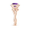 thumbnail image 3 of ANGARA Natural 1.7 Ct. Amethyst with Diamond Halo Ring in 14K Rose Gold for Women (Ring Size: 5), 3 of 9