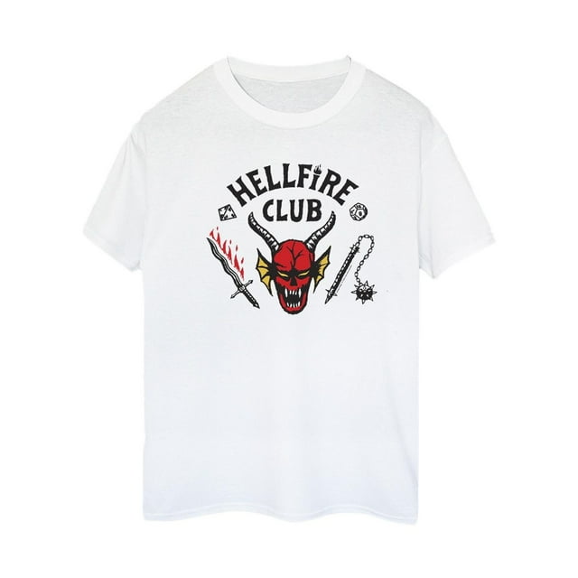 Netflix T-Shirt Boyfriend en Coton Stranger Things Hellfire Club pour Femmes