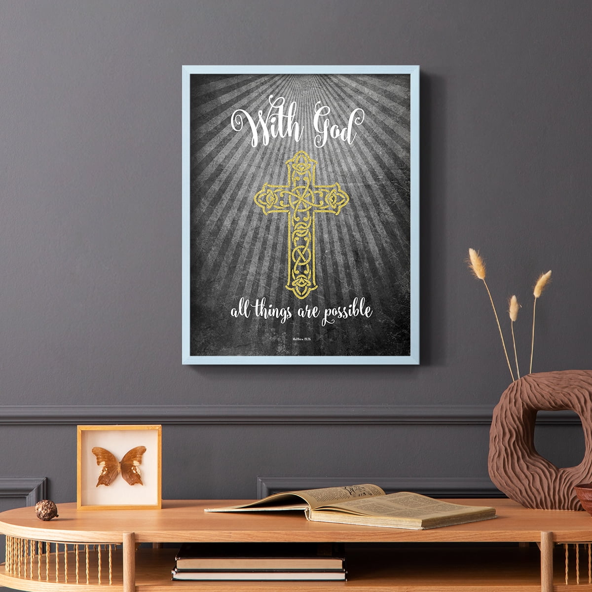 With God Gold Framed Print - Solid Wood in Single Picture Frame Solid Wood 2 Framed Print