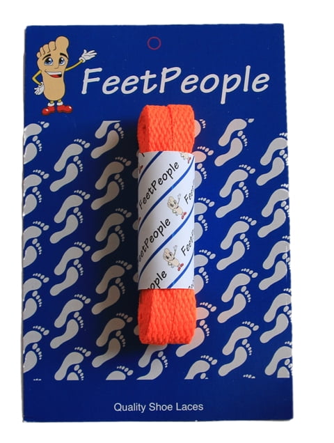 FeetPeople Flat Laces NEON ORANGE 2 Pair Pack 27-72 inches 