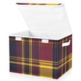 thumbnail image 2 of Black Yellow Pattern Large Storage Bins with Linen Collapsible Lid Storage Box 16.7 x 12.6 x 11.8in, 2 of 7