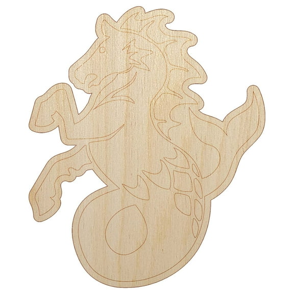 Hippocampus Mythological Sea Horse Wood Shape Unfinished Piece Cutout Craft DIY Projects - 4.70 Inch Size - 1/8 Inch Thick