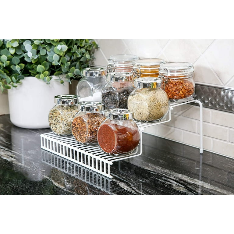 Smart Design 3-Tier Spice Rack - Set of 6 - Steel Metal Wire - Cupboard,  Jars, Cans, Seasonings Holder, Cabinet Shelf Organizer, Countertop Pantry