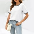 thumbnail image 3 of EDFBUYKRS Women's Plus Tops for Women 2026 Casual Womens Summer Tops Short Sleeve Striped Color Block Shirts Crewneck Loose Casual Tee Tops S, 3 of 7