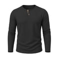 thumbnail image 5 of SGFCWSX Men's Cotton-Linen Blend Long-Sleeve Button-Up Top – Solid Color Casual Shirt Black Size 3XL, 5 of 8