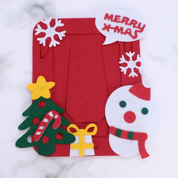 Kitandove Nonwoven Photo Frame with Christmas Design for Home Decoration Red Color Fits Any Inch
