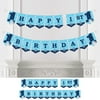 Big Dot of Happiness 1st Birthday Shark Zone - Jawsome Shark First Birthday Party Bunting Banner - Party Decorations - Happy 1st Birthday