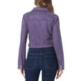 thumbnail image 3 of Chaqueta de moto recortada de ante sintético con cuello de solapa para mujer INSPIRE CHIC L púrpura, 3 of 5