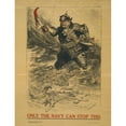 thumbnail image 2 of William Allen Rogers 19x24 Gold Ornate Framed and Double Matted Museum Art Print Titled - Only the Navy Can Stop This (1917), 2 of 4