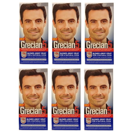Just For Men Grecian 5 Permanent Shampooing-In Couleur de cheveux, noir (pack de 6)