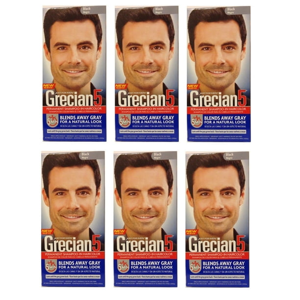 Just For Men Grecian 5 Permanent ShampooIn Haircolor, Black (Pack of 6