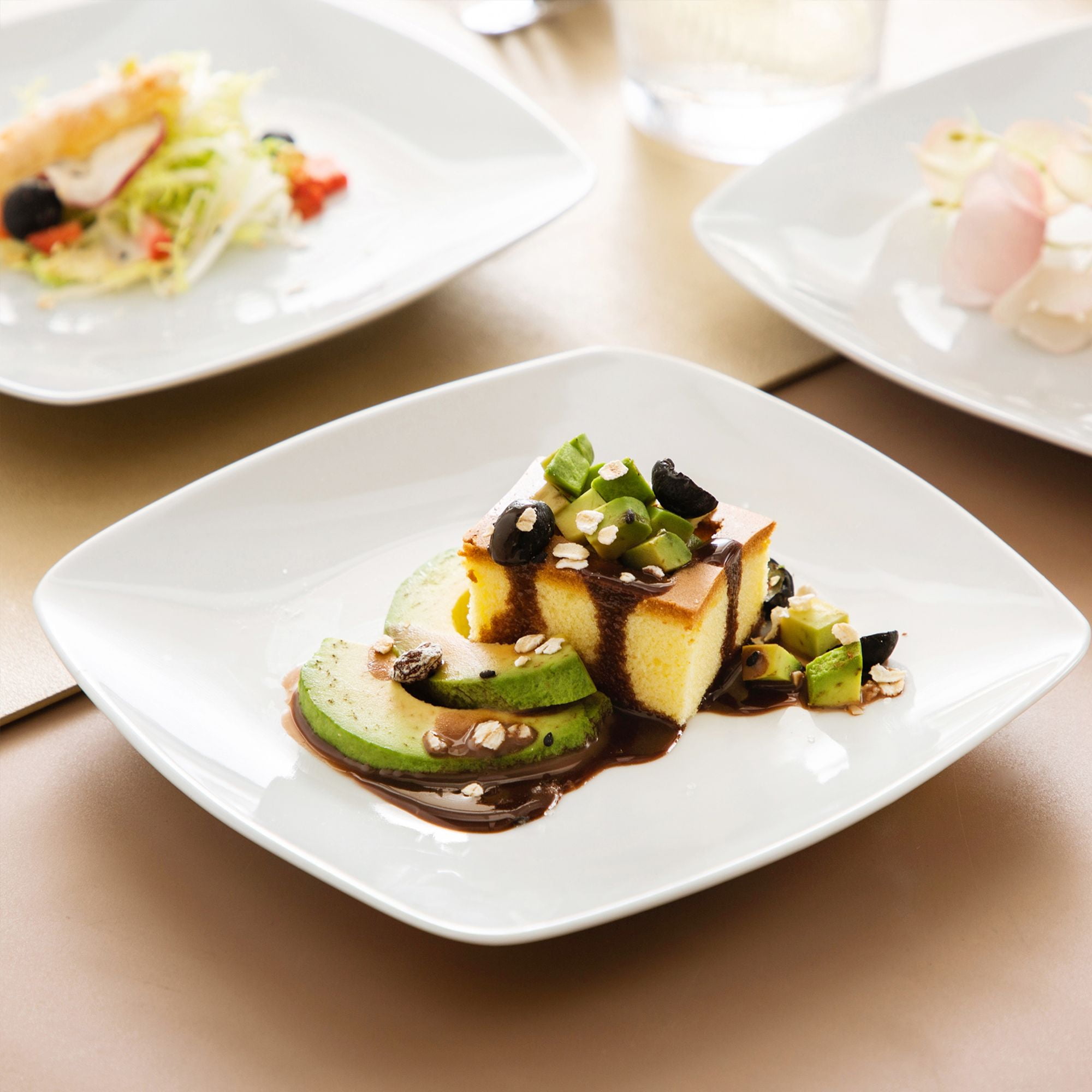 Square Plates Cabaubl Porcelain Dinner Plates Set Of 6,10 Inch