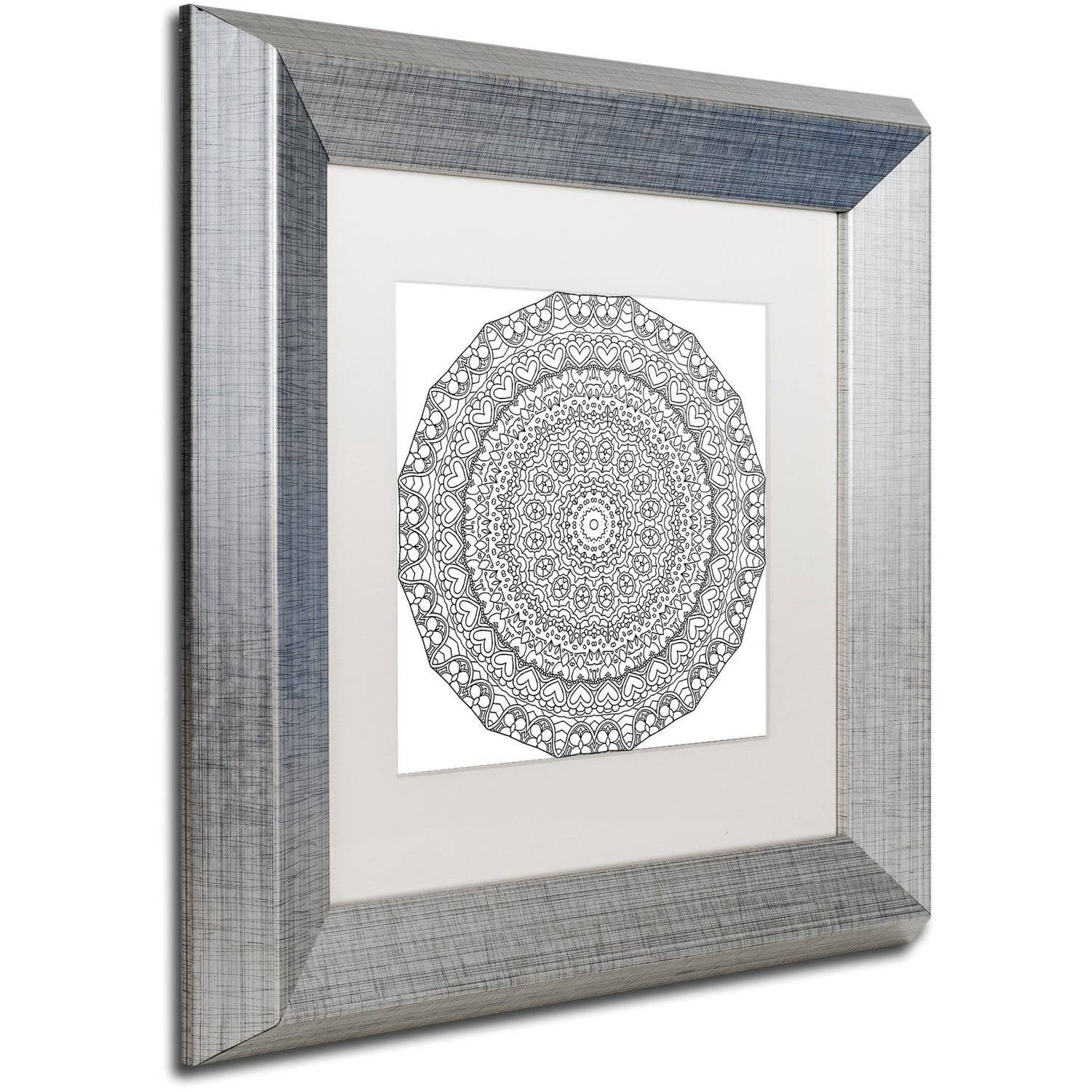 Trademark Fine Art "Hearts Mandala" Canvas Art by Kathy G. Ahrens, White Matte, Silver Frame