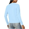 thumbnail image 6 of Gmluru Lightweight Cardigans For Women Long Sleeve V-Neck Short Solid Color Knitted Button Hoodless Casual Outwear Light Blue Winter Clothing Outerwear Coats 2XL, 6 of 9