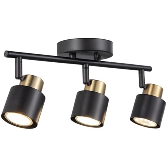 3 Light Track Lighting Kit, Matte Black Brass Finish 3 Way Adjustable with GU10 Modern Ceiling Directional Spot Lighting for Kitchen,Bedroom,Living Room$$Tools & Hardware Other