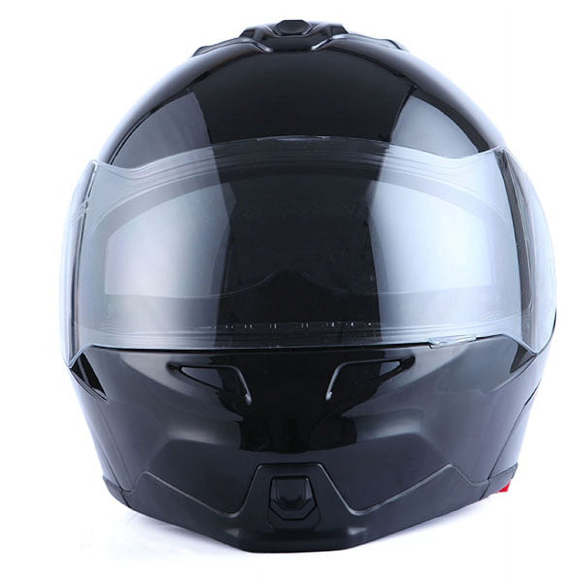 1Storm Motorcycle Street Bike Modular/Flip up Dual Visor/Sun Shield Full Face Helmet HG339 Glossy Black