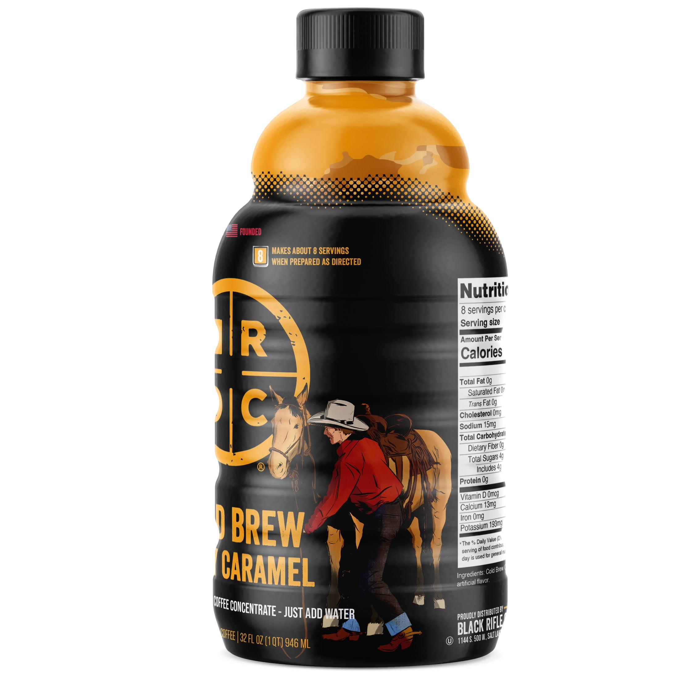 Black Rifle Coffee Company Salty Caramel Cold Brew Iced Flavored Coffee Concentrate Drink for Instant Energy, 32 oz