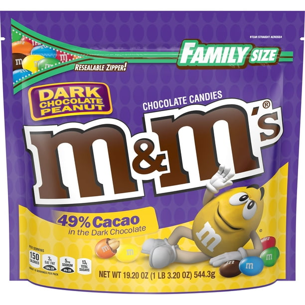 M&M'S Peanut Dark Chocolate Candy Family Size 19.2Ounce Bag Walmart