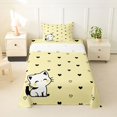 thumbnail image 2 of Manfei Cartoon Kitten Twin Sheets, Love Heart Doodle Bedding, Cream, 3 Pieces, 1 Flat Sheet, 1 Fitted Sheet and 1 Pillowcase, 2 of 6