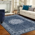 thumbnail image 3 of Machine Washable Rug Small Vintage Doormat Persian Kitchen Mat Non Slip Floor Cover Bohemian Area Rug Distressed Carpet for Living Room Bedroom Indoor Outdoor, 2' x 3' Blue, 3 of 9