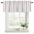 thumbnail image 2 of Pink Grey Striped Valances for Windows, Decorative Rod Pocket Window Valance Curtains, Geometric Vertical Stripes Minimalist Short Curtain Drapes for Kitchen/Living Room, 2 Panels, 42" W x 12" L, 2 of 8
