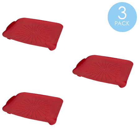 Home Basics Multi-Purpose Flat Sink Colander Food Prepping Strainer Board  Red