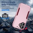 thumbnail image 6 of Feishell Case Fit for Apple iPhone 16,Military Grade Shockproof Protection Hybrid Armor Double Layer Hard PC + Soft TPU Drop Resistant Anti-Fingerprint Phone Cover,Pink+Rose, 6 of 6