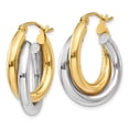 thumbnail image 2 of Auriga 14k Two-Tone Gold Double Tube Hoop Earrings for Women(L- 14mm, W- 7mm), 2 of 6