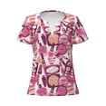 thumbnail image 2 of Fuzoiu Cute Girl Print Women's V-Neck T-Shirt,Women's Short Sleeve Top, Comfortable for Work, Leisure, and Sports, 2 of 7