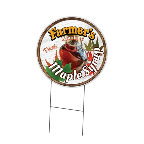 SignMission C-24-CIR-DS-WS- Maple Syrup 24 in. Double Sided Corrugated Circular Plastic Sign - Farmers Market Maple Syrup